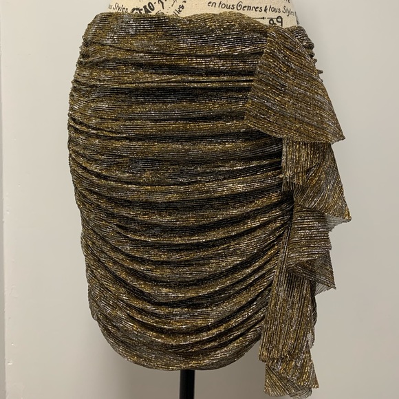 Zara Gold Thread Mini Skirt Size Medium NWOT New Without Tags - Picture 2 of 16